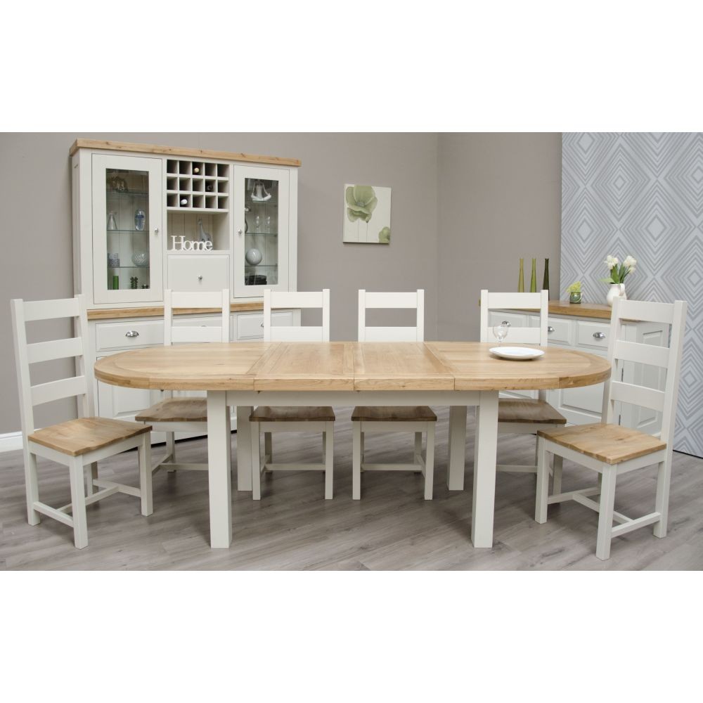 Deluxe Painted Oval Dining Table and Six Chairs Set